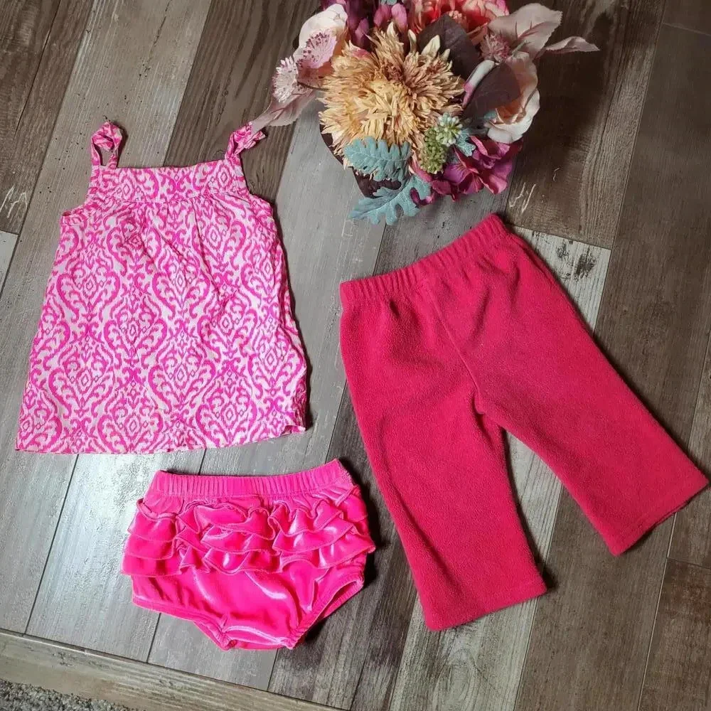 Carter's, Cat & Jack Hot Pink Baby Girl Clothing Bundle 3 pieces Size 6-12m NWOT